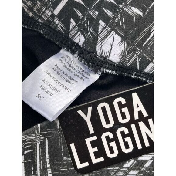1620 Mystic Black White Printed Yoga Legging Pants Size Small - Picture 3 of 3